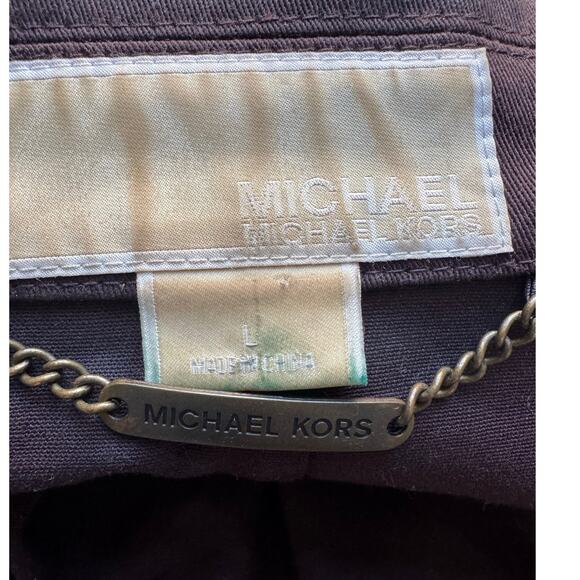 Michael Kors Women's Large Brown Military Style Jacket Button Down Collar - Picture 5 of 5